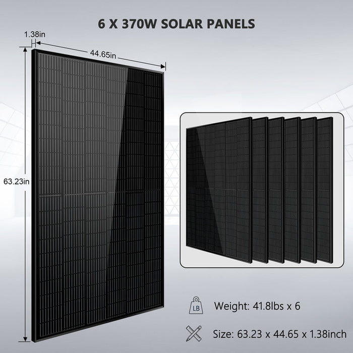 Sungold Power OFF-GRID Solar Kit 6000w 48VDC 120V/240V LiFePO4 10.24KWH Lithium Battery 6 X 370w Solar Panels SGK-PRO64