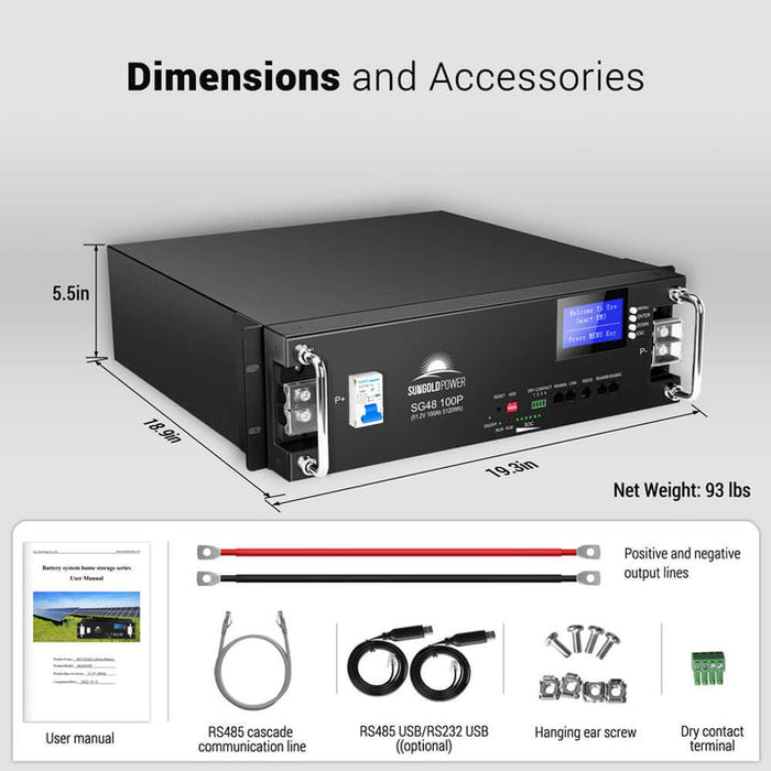 Sungold Power 48V 100AH Server Rack  LiFePO4 Battery SG48100P