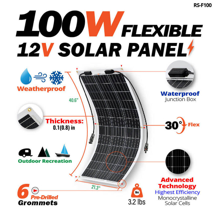 Rich Solar MEGA 100 FLEX 100W 12V Monocrystalline Solar Panel