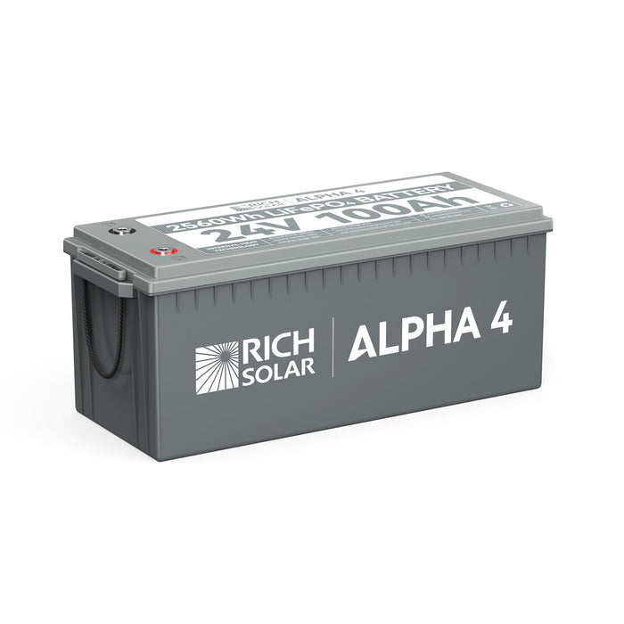 Rich Solar ALPHA 4 | 24V 100Ah LiFePO4 Lithium Iron Phosphate Battery w/ Internal Heat Technology and Bluetooth