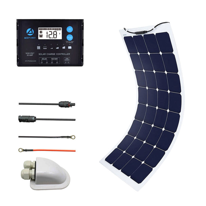 ACOPOWER Flexible Solar Panel Kit + MPPT / PWM Charge Controller + Choose Your Custom Package