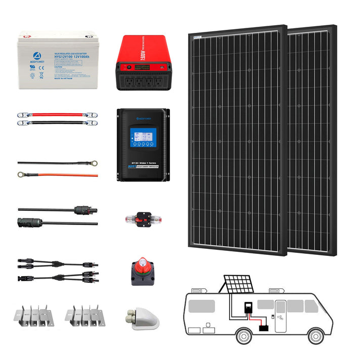 ACOPOWER 200W Mono RV Complete Solar Kit