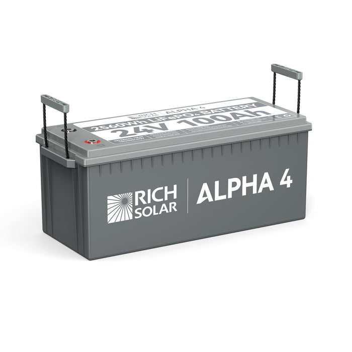 Rich Solar ALPHA 4 | 24V 100Ah LiFePO4 Lithium Iron Phosphate Battery w/ Internal Heat Technology and Bluetooth