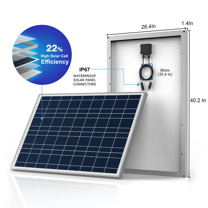 ACOPOWER Lithium Battery Polycrystalline Solar Power 12V Complete Off Grid Solar Kit + Choose Your Custom Package