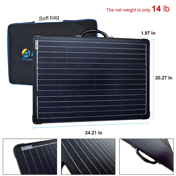 ACOPOWER Plk 120W Lightweight Briefcase with 20A Charge Controller Portable Solar Panel Kit