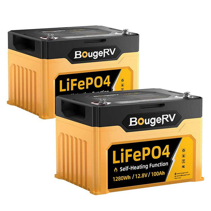 BougeRV 12V 1280Wh/100Ah Self-Heating LiFePO4 Battery