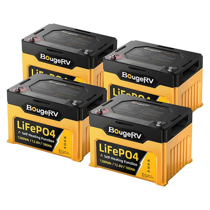 BougeRV 12V 1280Wh/100Ah Self-Heating LiFePO4 Battery