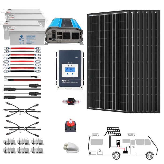 ACOPOWER 600W Mono Black RV Solar Kit