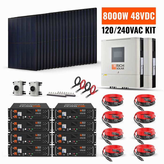 Rich Solar 8000W 48V-120/240VAC Complete Solar Kit