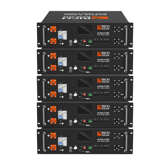 Rich Solar ALPHA 5 PRO 48V 100Ah LiFePO4 Lithium Battery 5.12kWh Server Rack Battery