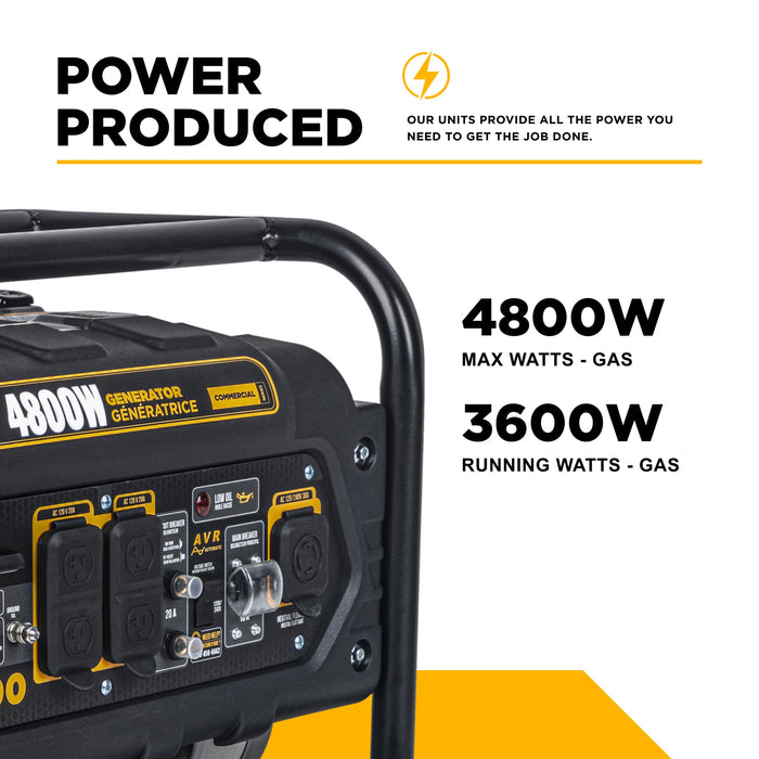 BE Power Equipment 4,800 Watt Portable Generator