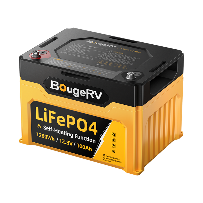 BougeRV 12V 1280Wh/100Ah Self-Heating LiFePO4 Battery