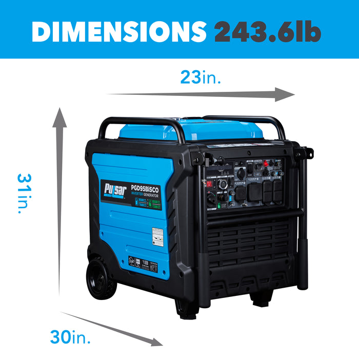 Pulsar 9,500 Watt Super Quiet Dual Fuel Inverter Generator with CO Alert and Remote Start