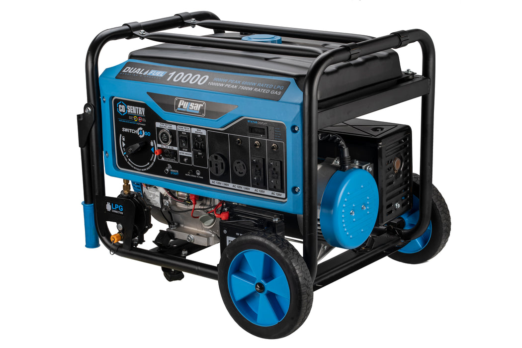 Pulsar 10,000 Watt Dual Fuel Generator with Recoil, Remote, Push Button Start & CO Alert