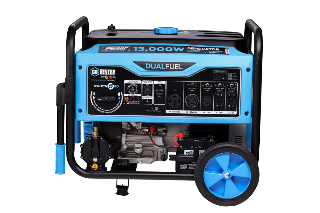 Pulsar 13,000-Watt Dual Fuel Generator with Recoil, Remote, & Push Button Start & CO Alert