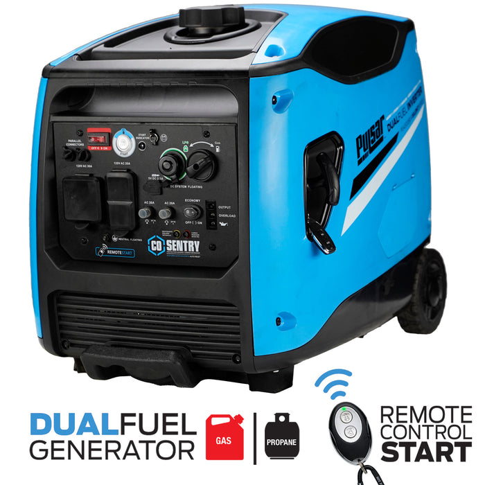 Pulsar 4,500-Watt Remote Start Dual-Fuel Inverter Generator with CO Shutdown Sensor