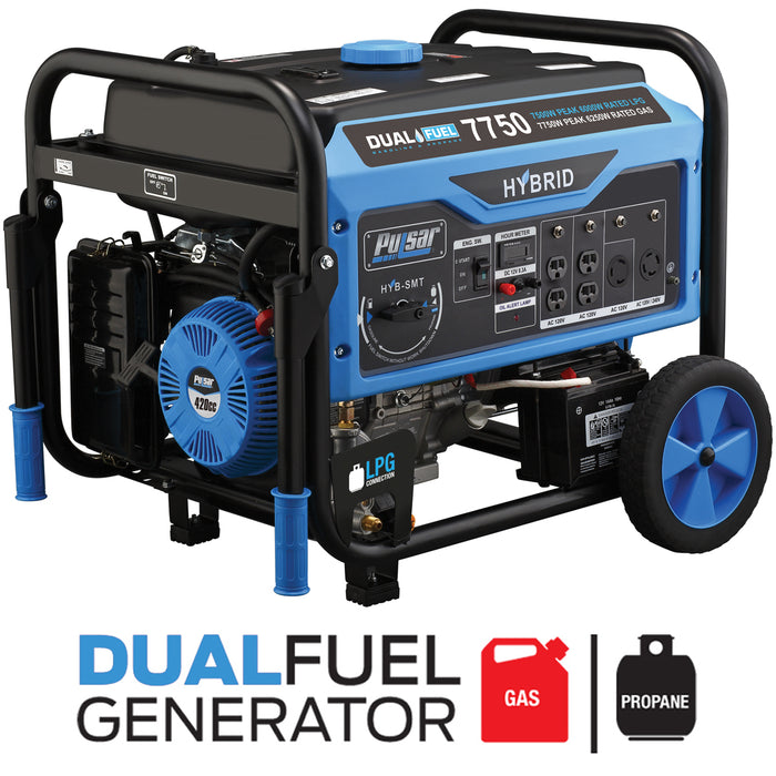 Pulsar 7750W Dual Fuel Portable Generator with Switch & Go Capability