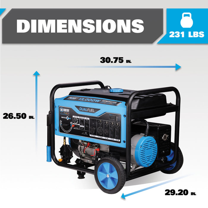 Pulsar 13,000-Watt Dual Fuel Generator with Recoil, Remote, & Push Button Start & CO Alert