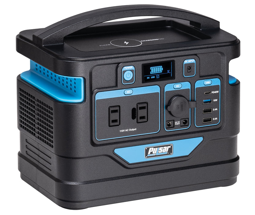 Pulsar 500 Watt Lithium-Ion Portable Power Station with LCD Display and Wireless Charging Pad