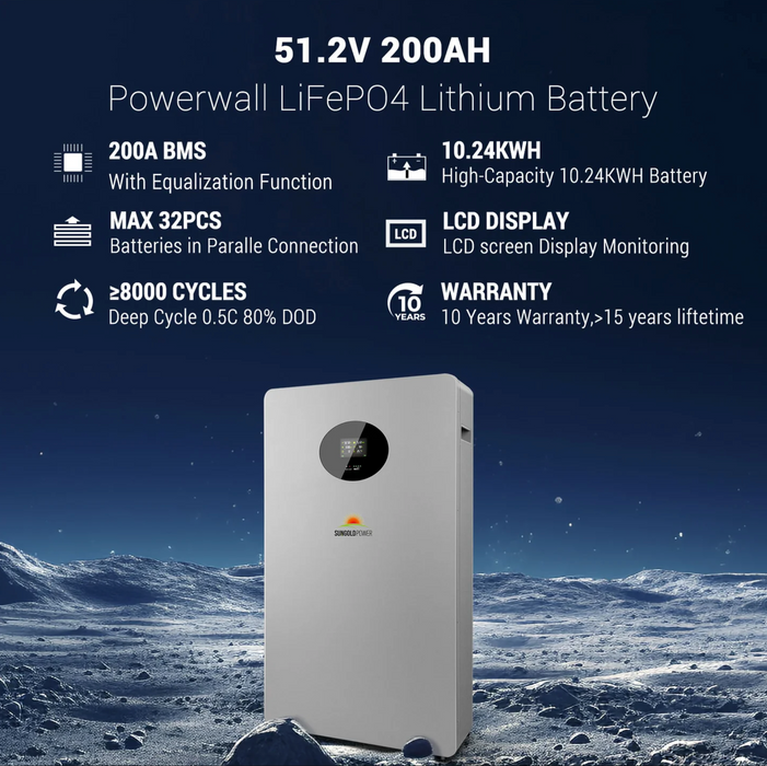 Sungold Power Powerwall X LITHIUM BATTERY 51.2V 200AH SG48200T