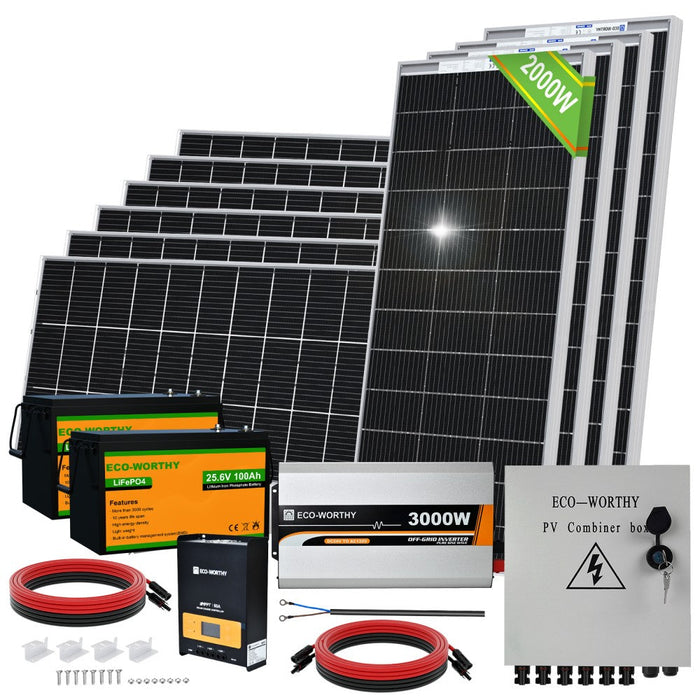 ECO-WORTHY 1950W 24V (10x Bifacial 195W) Complete MPPT Off Grid Solar Kit