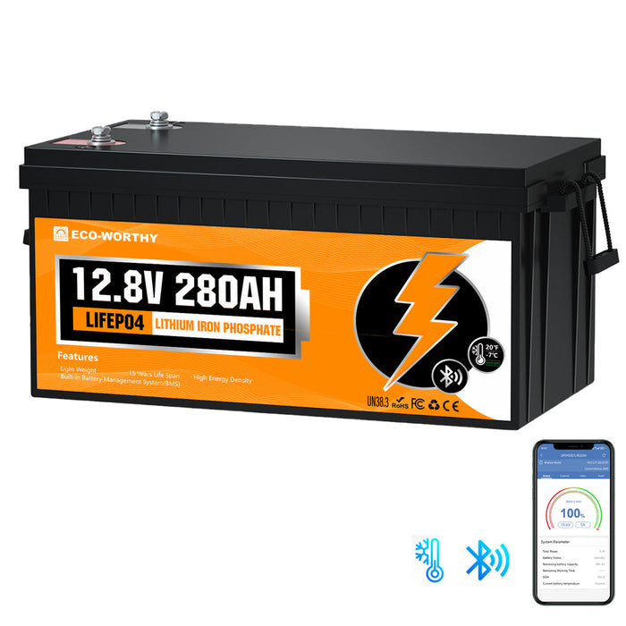 ECO-WORTHY LiFePO4 12V 280Ah Lithium Iron Phosphate Battery